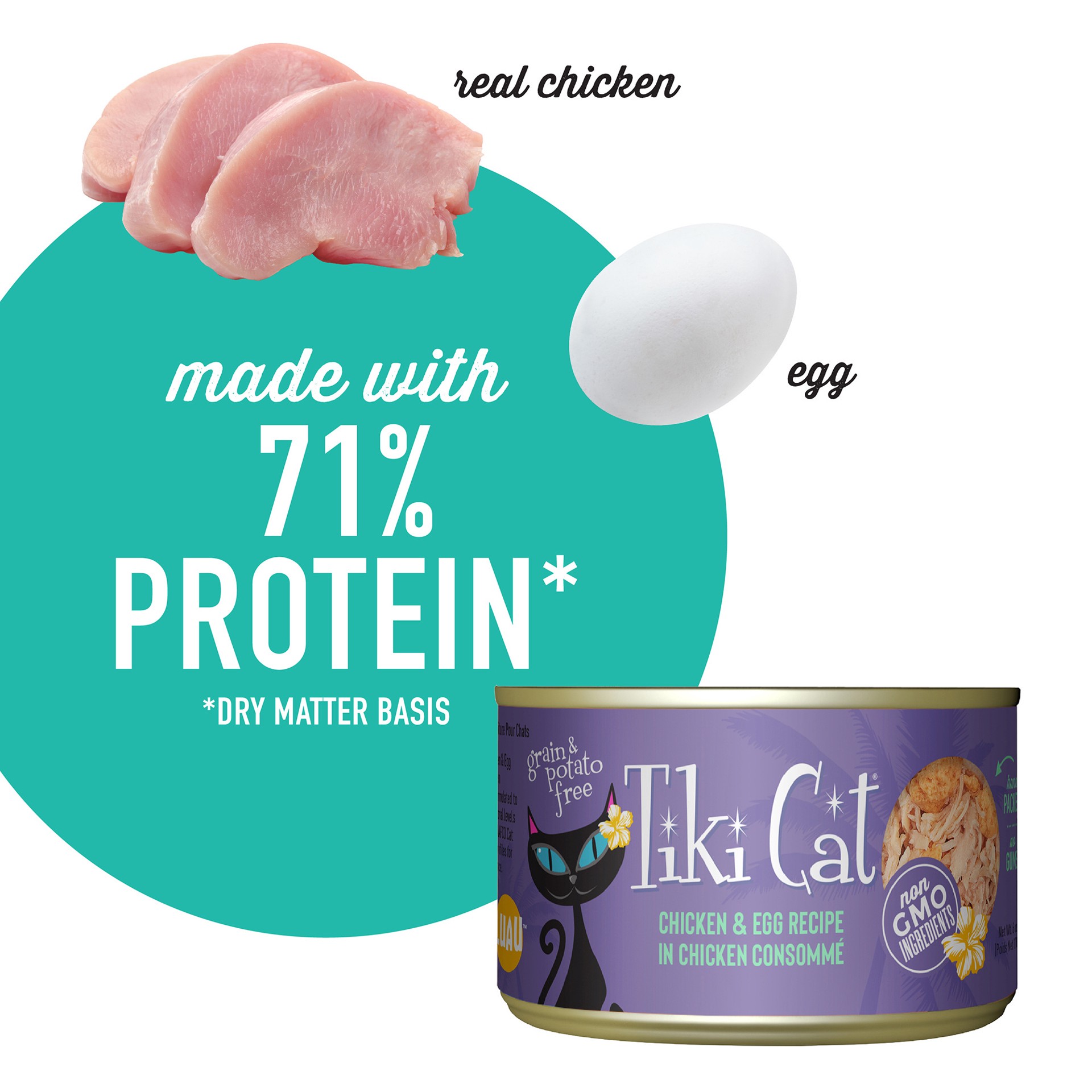 slide 5 of 7, Tiki Cat Luau Wet Cat Food, Chicken & Egg, 6 oz. Can, 6 oz