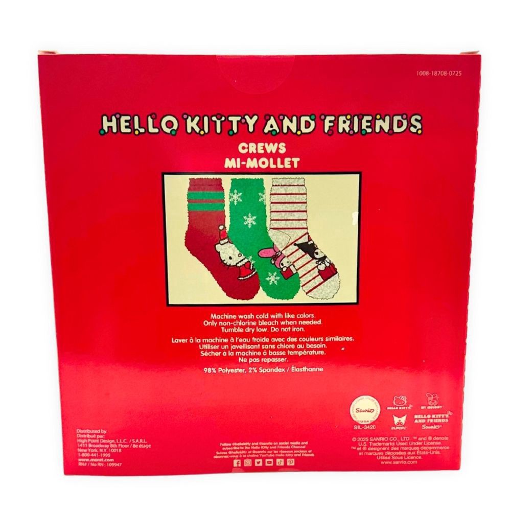 slide 2 of 5, Hello Kitty 3 Pack Cozy Crew Socks In Greeting Card Box, 3 ct