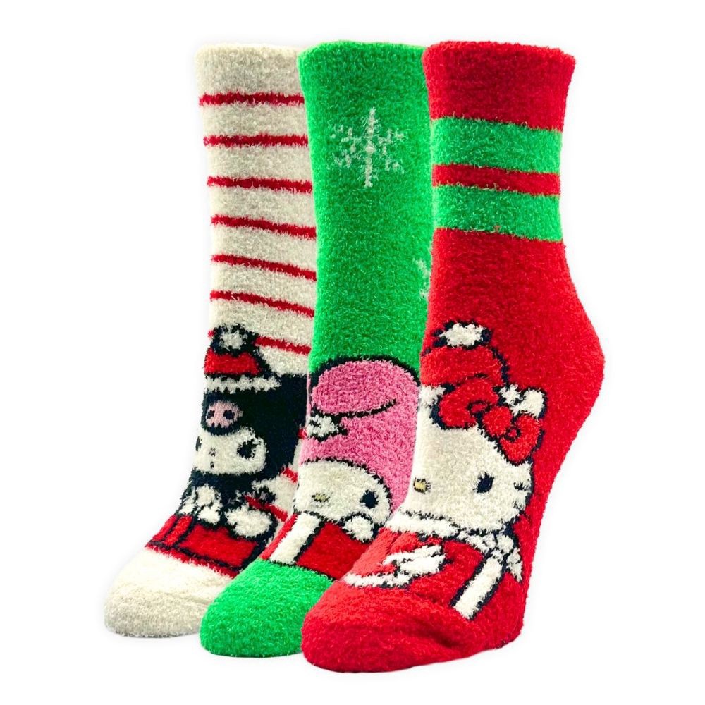 slide 4 of 5, Hello Kitty 3 Pack Cozy Crew Socks In Greeting Card Box, 3 ct