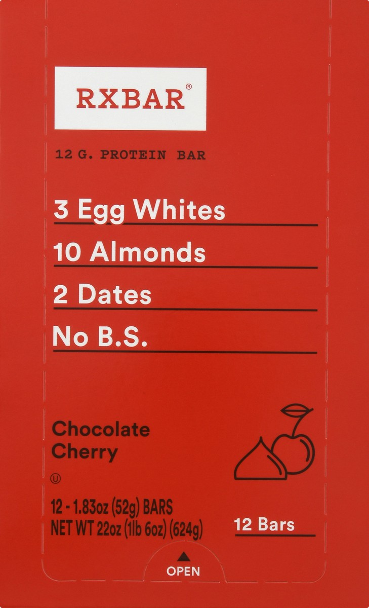 slide 2 of 13, RXBAR Protein Bar, Chocolate Cherry, 22 oz, 12 Count, 22 oz