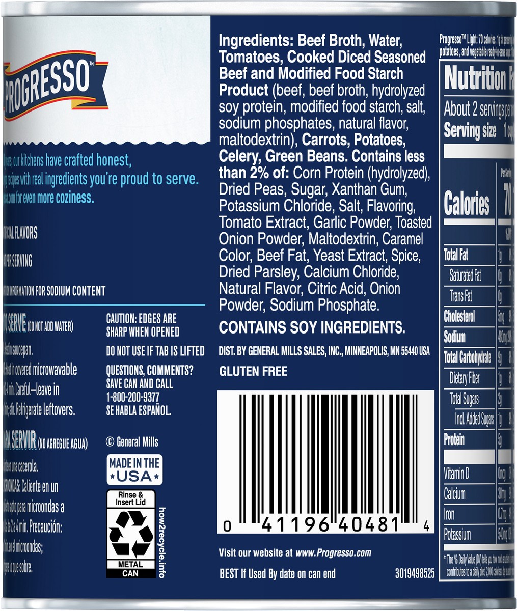 slide 11 of 13, Progresso Light, Beef Pot Roast Soup, Gluten Free, 18.5 oz., 18.5 oz