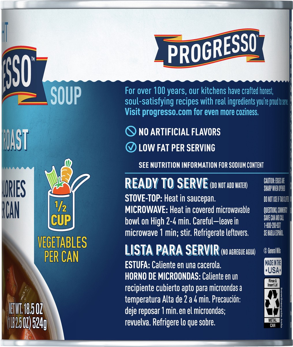 slide 8 of 13, Progresso Light, Beef Pot Roast Soup, Gluten Free, 18.5 oz., 18.5 oz