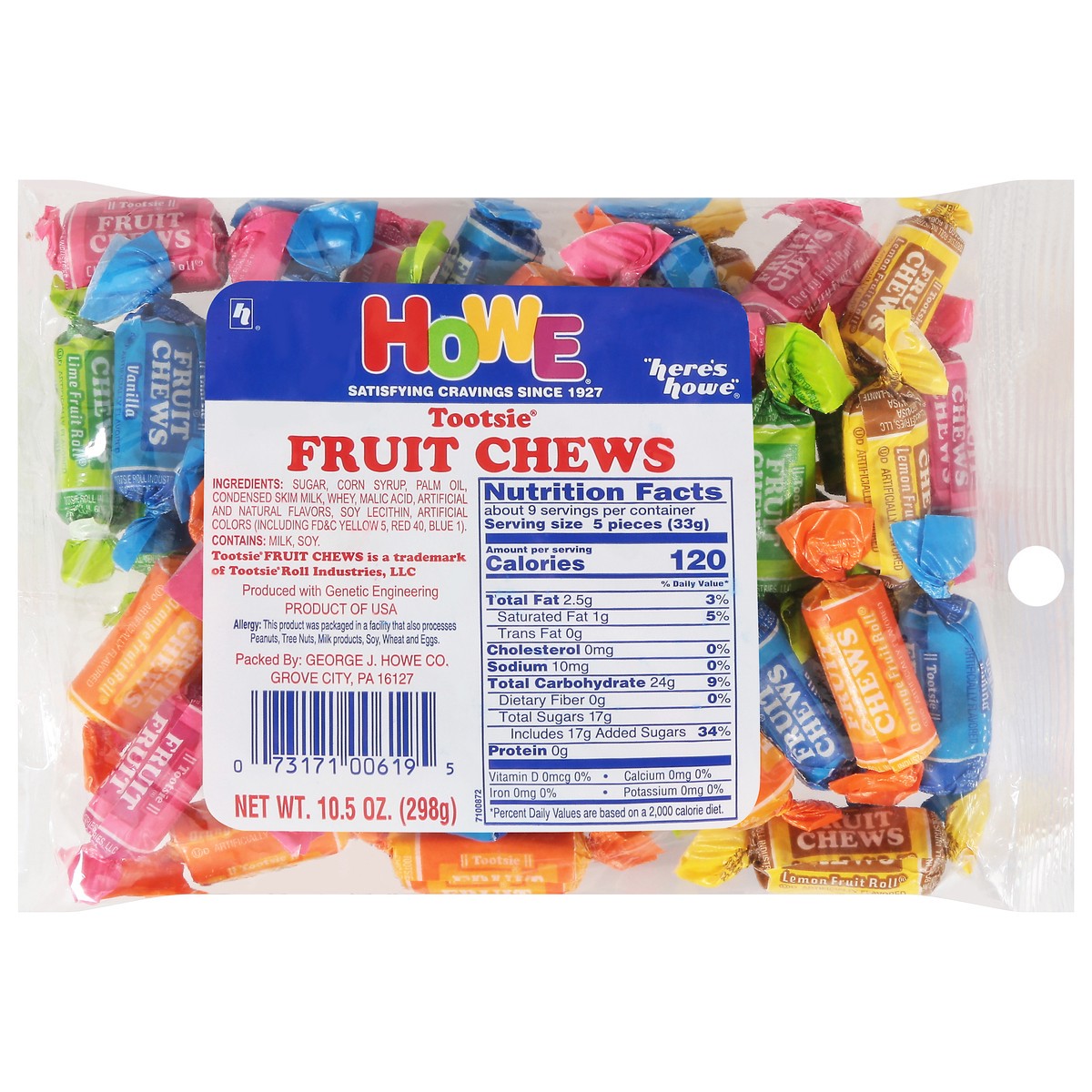 slide 1 of 9, Howe Tootsie Fruit Chews 10.5 oz, 10.5 oz