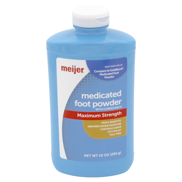 slide 1 of 1, Meijer Medicated Foot Powder with Cornstarch Talc Free, 10 oz