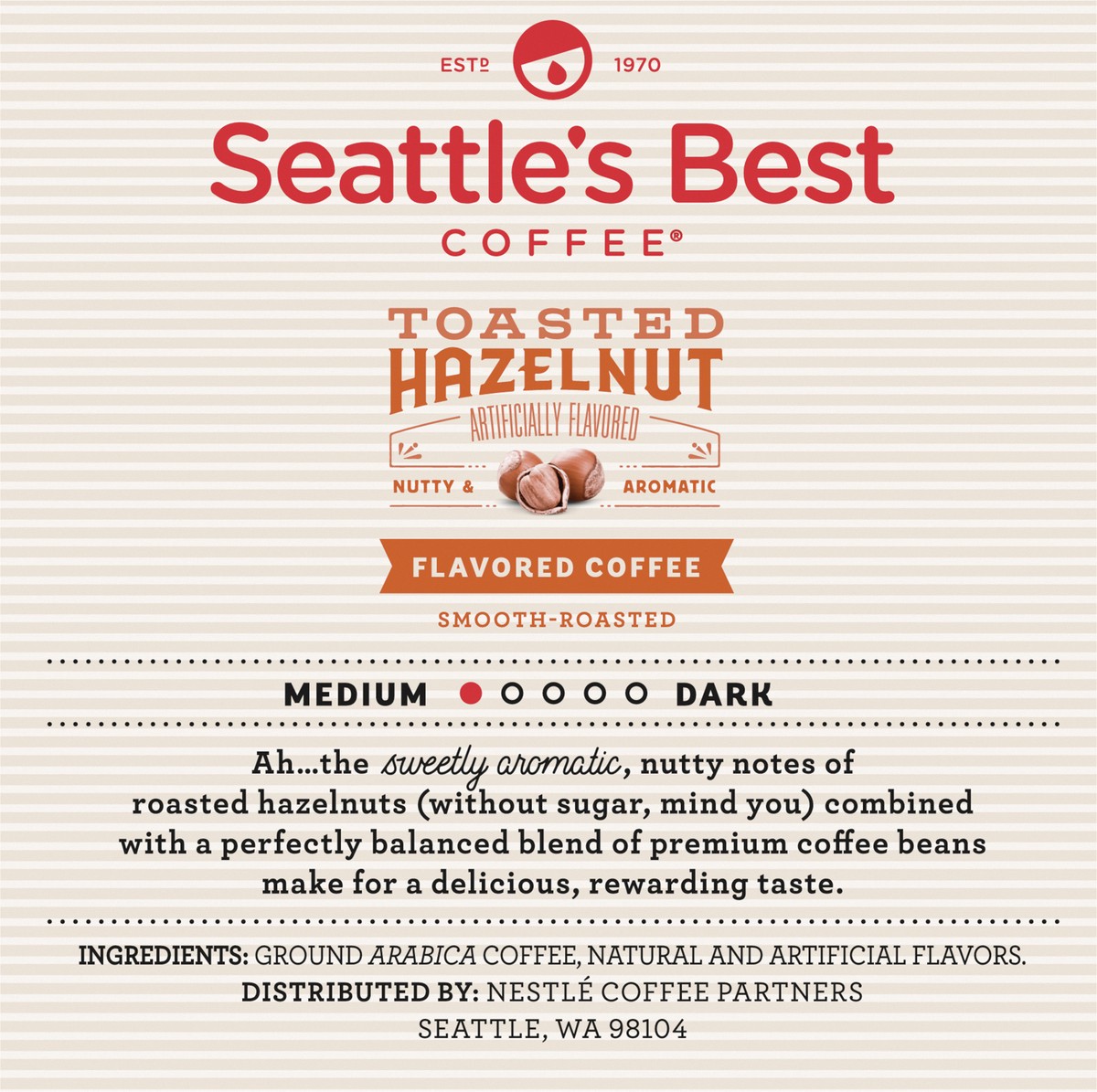 slide 7 of 9, Seattle's Best Coffee Toasted Hazelnut Flavored K-Cup Pods | 1 Box of 10, 3.6 oz