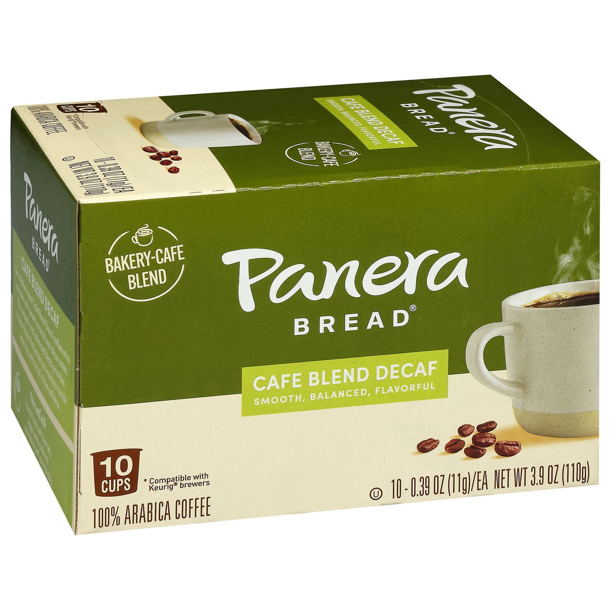 slide 9 of 15, Panera Bread 100% Arabica Cafe Blend Decaf Coffee 10 - 0.39 oz Cups, 10 ct