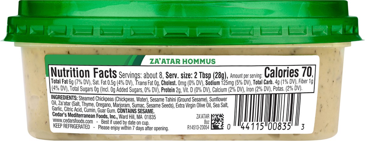 slide 4 of 7, Cedar's Foods Za'atar Hommus, 8 oz