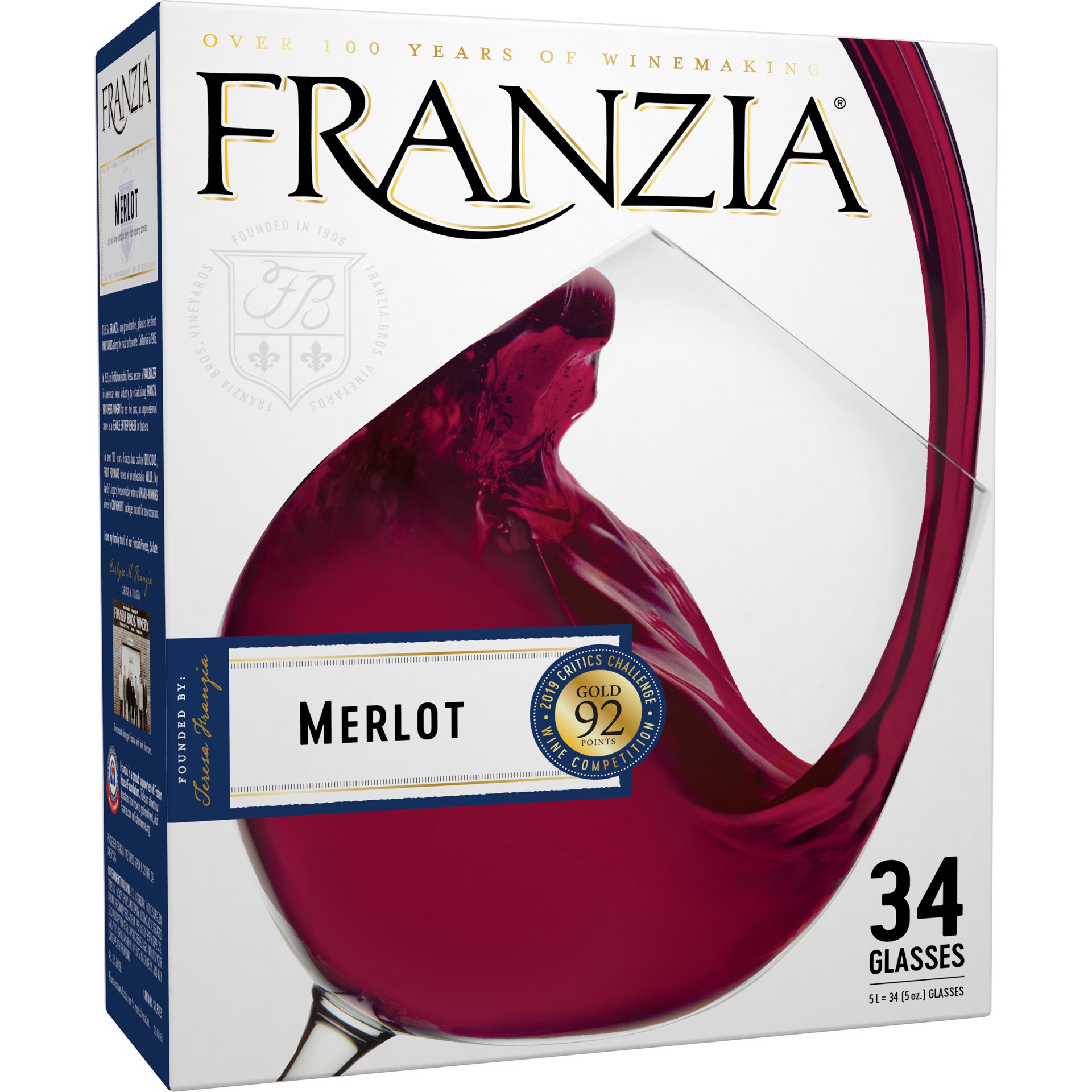 slide 1 of 4, Franzia Merlot, 5 liter
