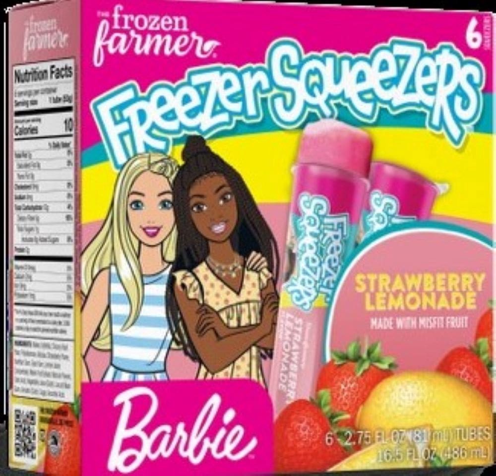 slide 1 of 1, The Frozen Farmer Barbie Freezer Squeezers Pops Strawberry Lemonade, 6 ct; 2.75 fl oz