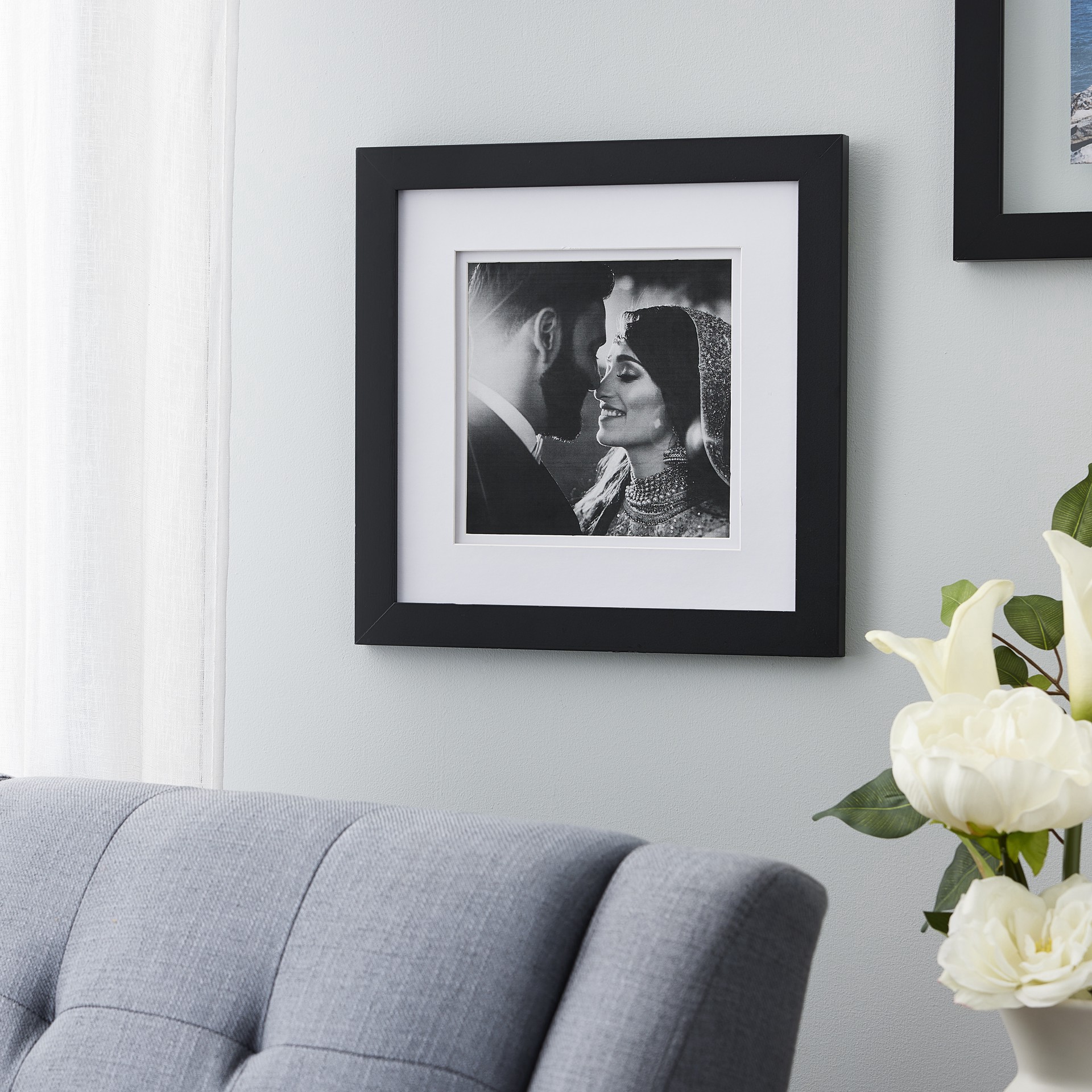 slide 3 of 3, Gallery Black Square Wall Frame With Double Mat By Studio Decor, 8 in x 8 in mat