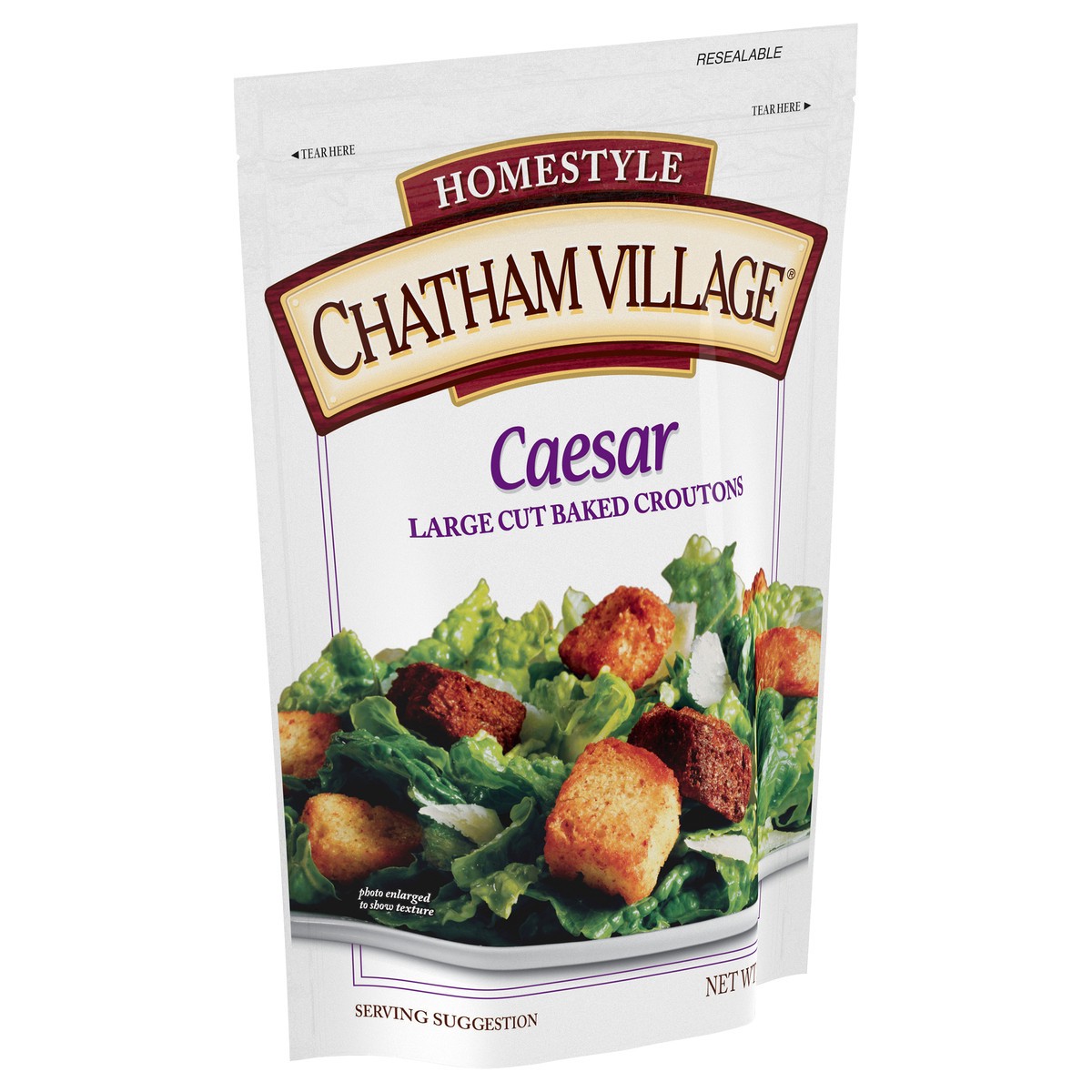 slide 10 of 11, Chatham Village Homestyle Caesar Large Cut Baked Croutons 5 oz. Bag, 5 oz