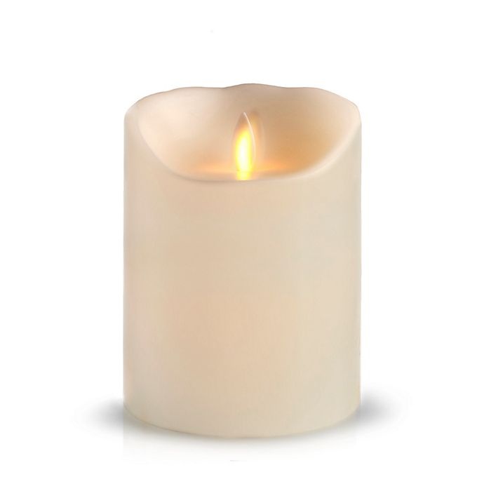 slide 1 of 1, Luminara Real-Flame Effect Pillar Candle - Ivory, 4 in