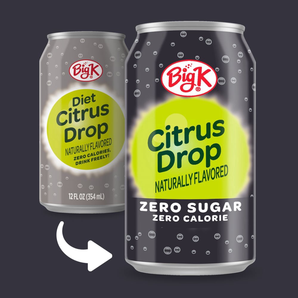 slide 5 of 5, Big K Citrus Drop Oh! Zero Calorie Soda - 12 ct; 12 fl oz, 12 ct; 12 fl oz