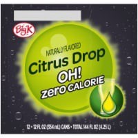 slide 1 of 5, Big K Citrus Drop Oh! Zero Calorie Soda - 12 ct; 12 fl oz, 12 ct; 12 fl oz