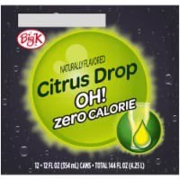 Big K Citrus Drop Oh! Zero Calorie Soda - 12 ct; 12 fl oz