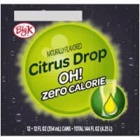 Big K Citrus Drop Oh! Zero Calorie Soda - 12 ct; 12 fl oz
