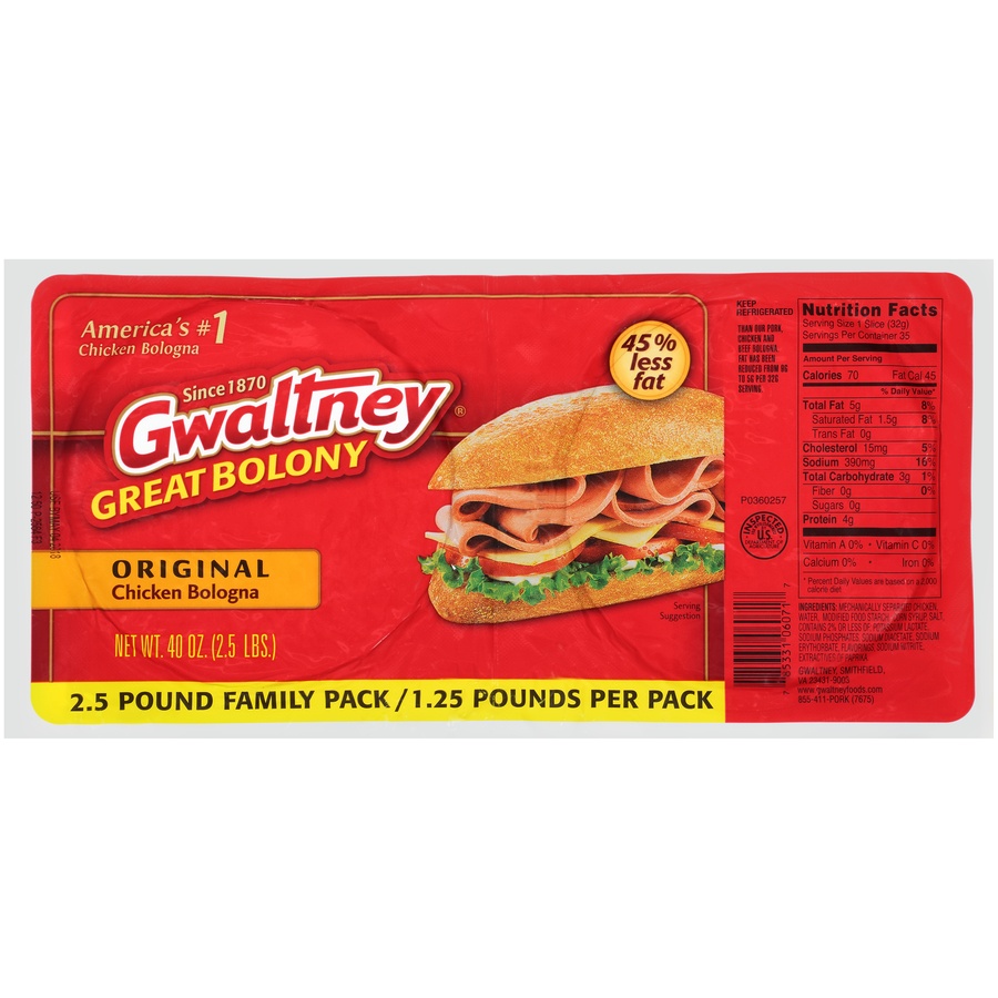 slide 1 of 6, Gwaltney Family Pack Great Bologna, 2.5 lb