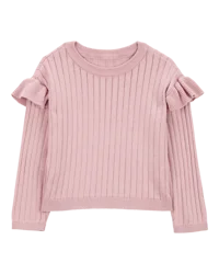 Carter's Toddler Ribbed Long-Sleeve Sweater - Pink Pink 5T