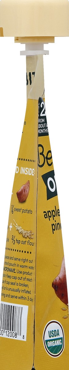 slide 5 of 6, Beech-Nut Organic Cold Puree Pouch Apple, Sweet Potato, Pineapple & Oat Baby Food, 3.5 oz