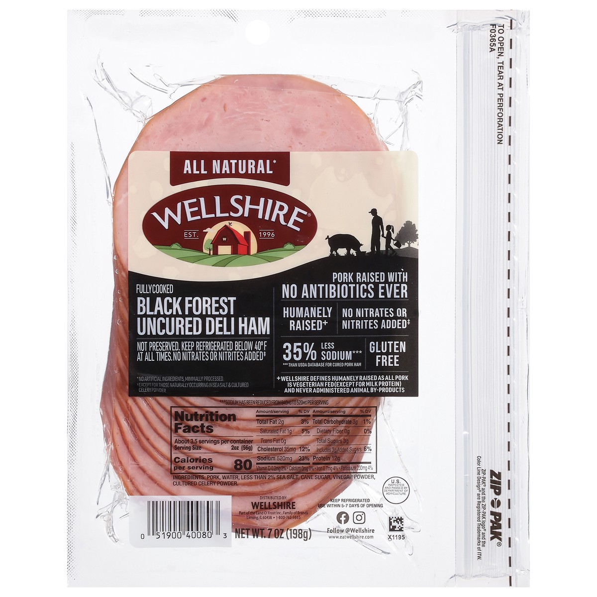 slide 1 of 4, Wellshire All Natural Black Forest Ham Deli Lunch Meat 7 oz, 7 oz