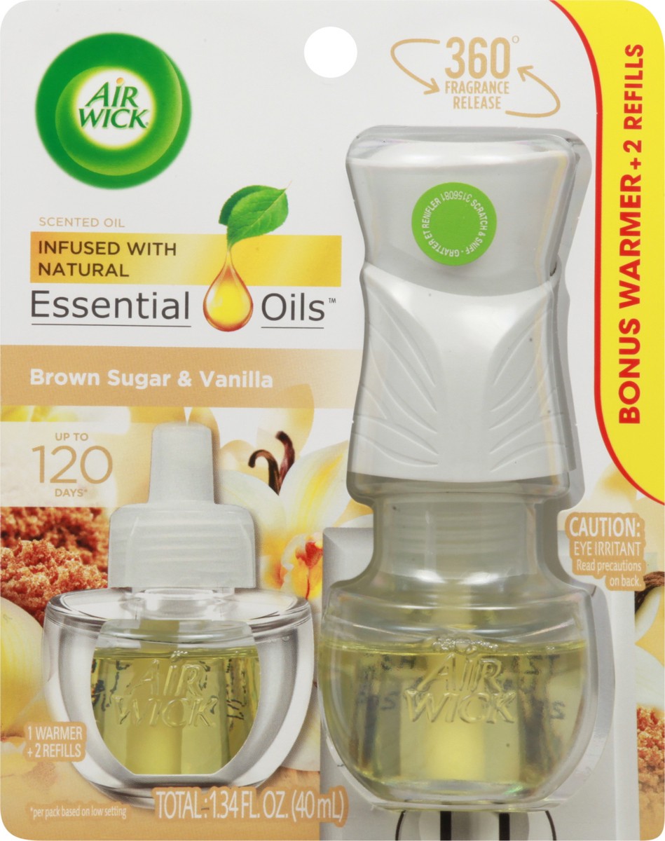 slide 3 of 12, Air Wick Essential Oils Scented Oil Brown Sugar & Vanilla Warmer + Refills 3 1 ea, 1 ea
