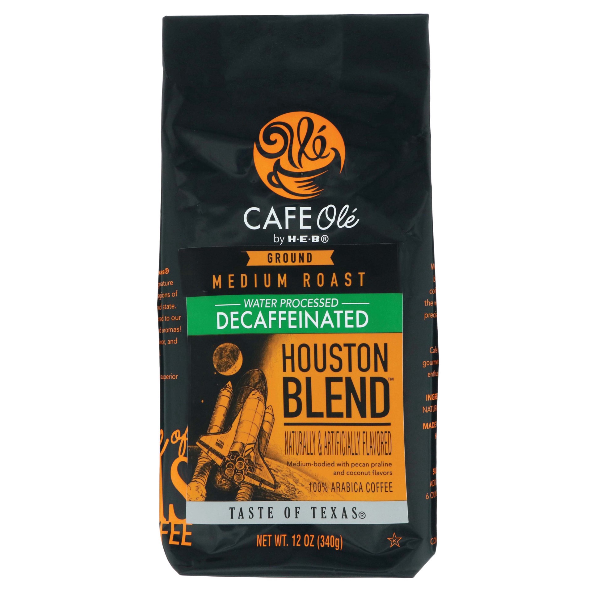 slide 1 of 1, H-E-B Cafe Ole Houston Blend Decaf Medium Roast Ground Coffee - 12 oz, 12 oz