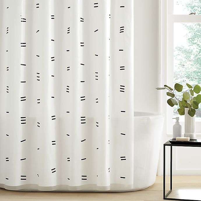 slide 1 of 1, Simply Essential Dashed PEVA Shower Curtain - Black/White, 72 in x 72 in