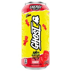 Ghost Zero Sugar Energy Drink, Sour Patch Kids Redberry, 16 fl oz Can