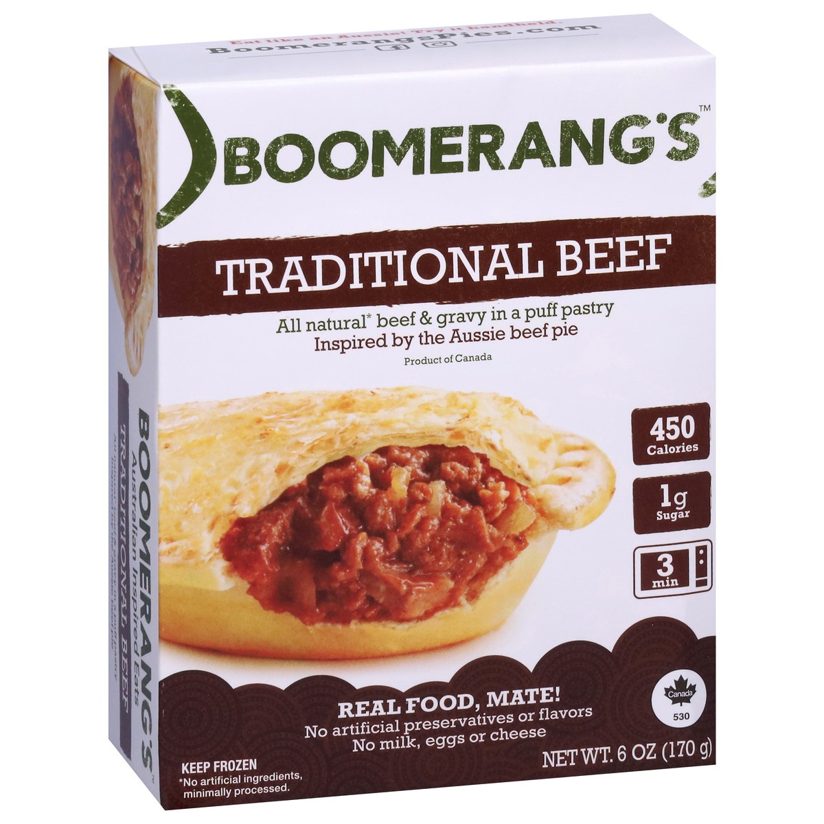 slide 9 of 9, Boomerang's Traditional Beef Pastry 6 oz, 6 oz