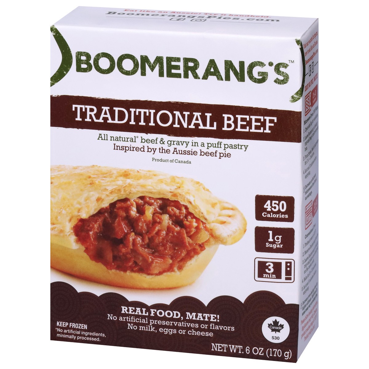 slide 8 of 9, Boomerang's Traditional Beef Pastry 6 oz, 6 oz