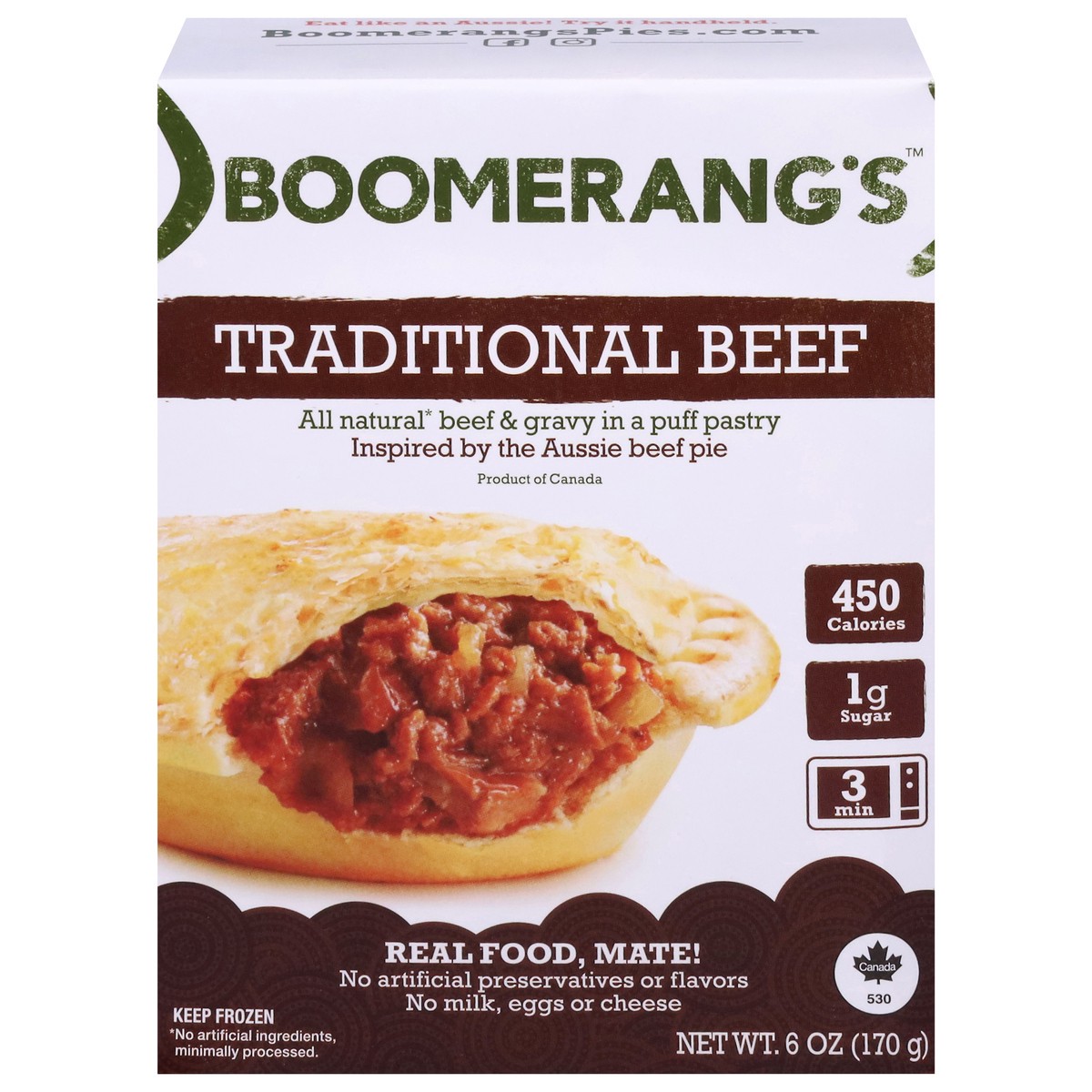 slide 1 of 9, Boomerang's Traditional Beef Pastry 6 oz, 6 oz