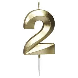 Papyrus Birthday Candle Number 2, Metallic Gold (1-Count)