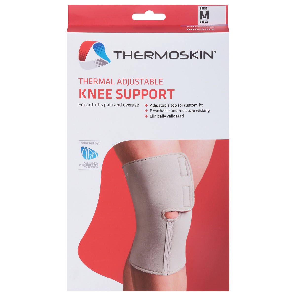 slide 2 of 12, Thermoskin M Beige Adjustable Thermal Knee Support 1 ea, 1 ea