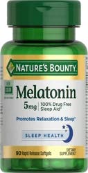 Nature's Bounty Melatonin Drug-Free Sleep Aid for Relaxation & Sleep, One a Day Softgels, 5 mg