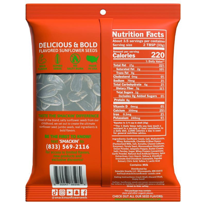 slide 4 of 4, Smackin Sunflower Seeds Cheddar Jalapeno 4oz - 4 OZ, 4 oz