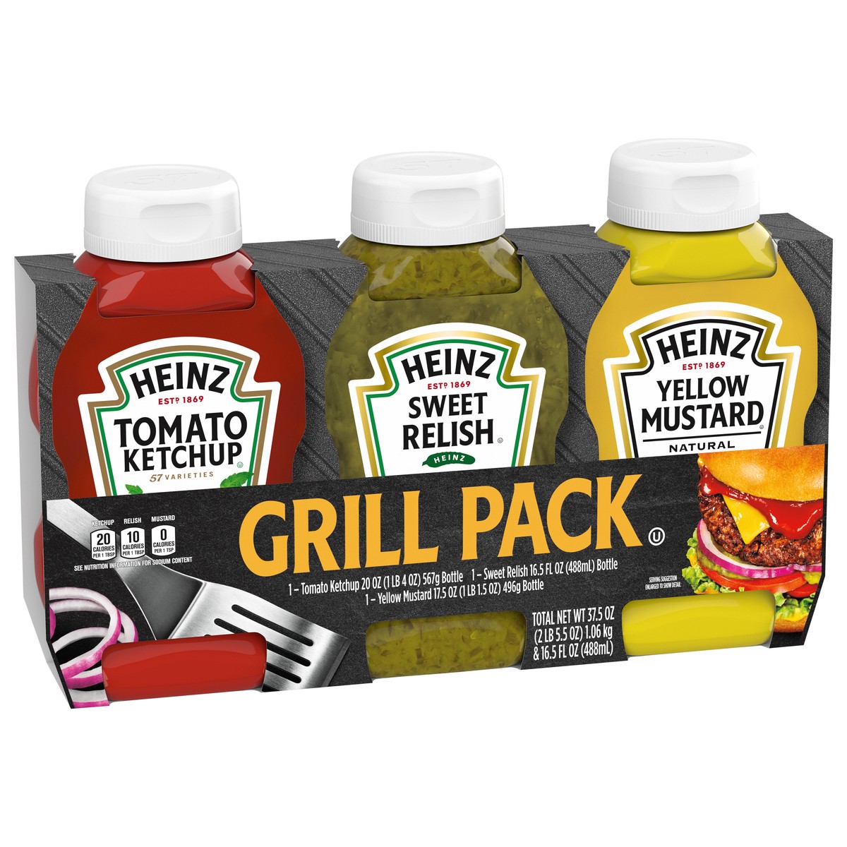 slide 2 of 9, Heinz Variety Pack Ketchup, Sweet Relish & Yellow Mustard 3 Count Sleeve, 