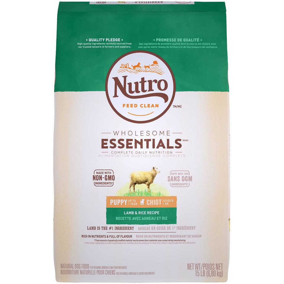 slide 1 of 9, Nutro Wholesome Essentials Puppy Lamb & Rice Dry Dog Food, 15 lb