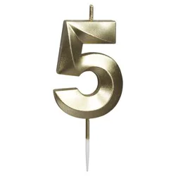 Papyrus Birthday Candle Number 5, Metallic Gold (1-Count)