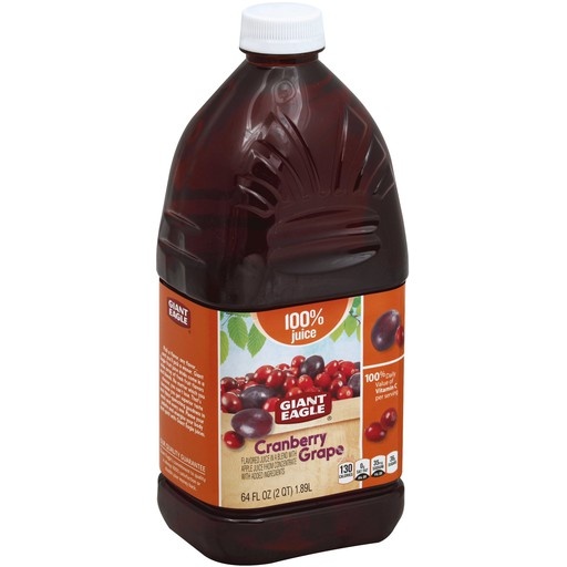 slide 1 of 1, Giant Eagle Cranberry Grape 100% Juice, 64 oz