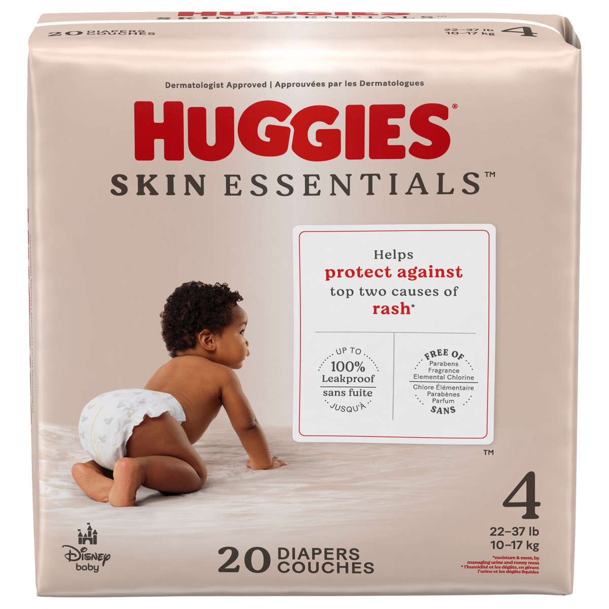 slide 4 of 11, Huggies Skin Essentials Baby Diapers, Size 4 (22-37 lbs), 20 Ct, 20 ct