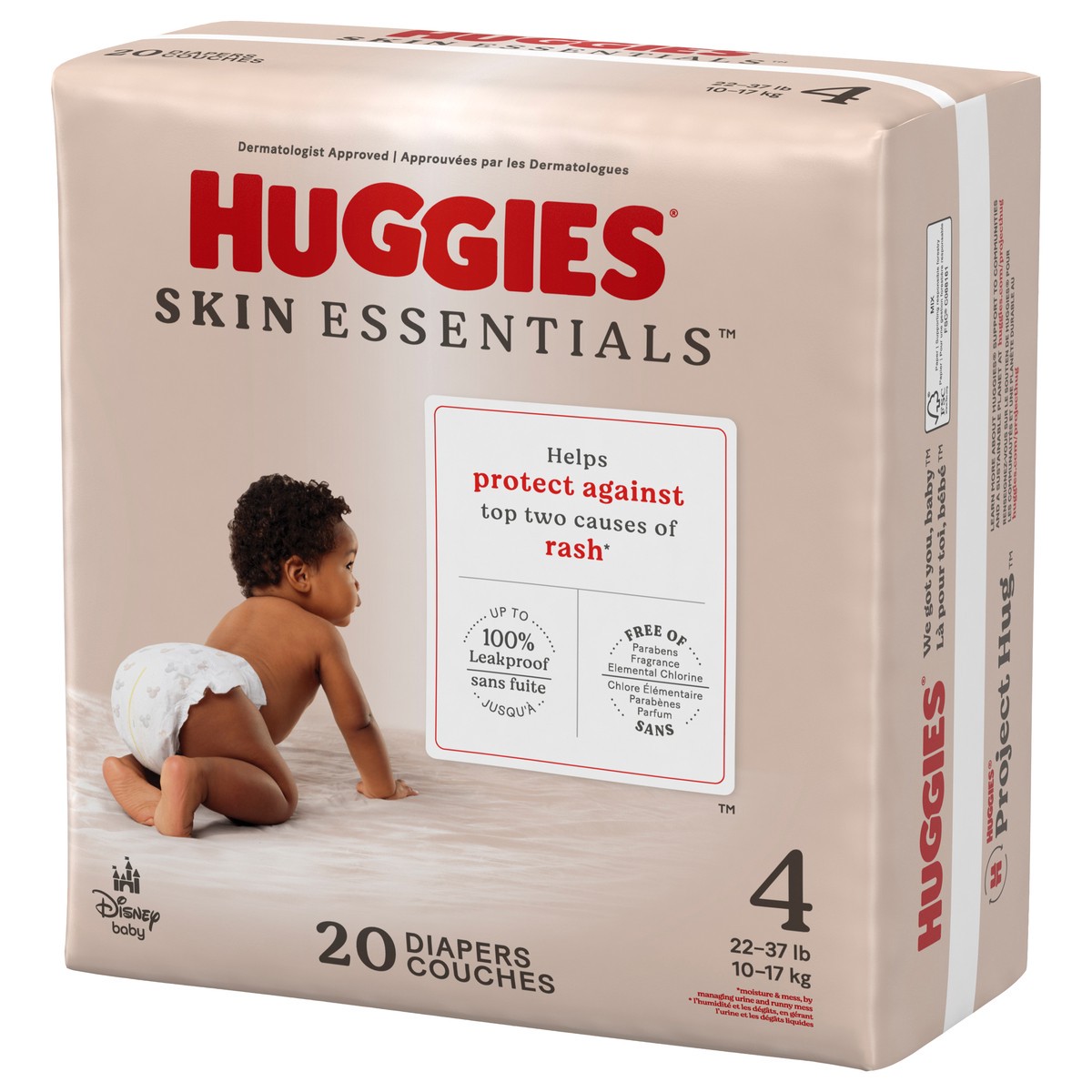 slide 2 of 11, Huggies Skin Essentials Baby Diapers, Size 4 (22-37 lbs), 20 Ct, 20 ct