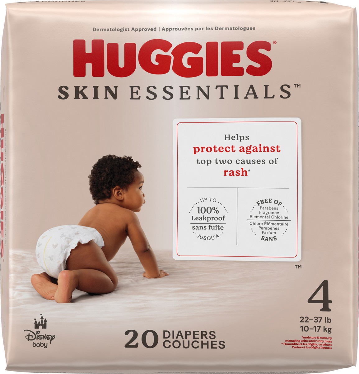 slide 3 of 11, Huggies Skin Essentials Baby Diapers, Size 4 (22-37 lbs), 20 Ct, 20 ct
