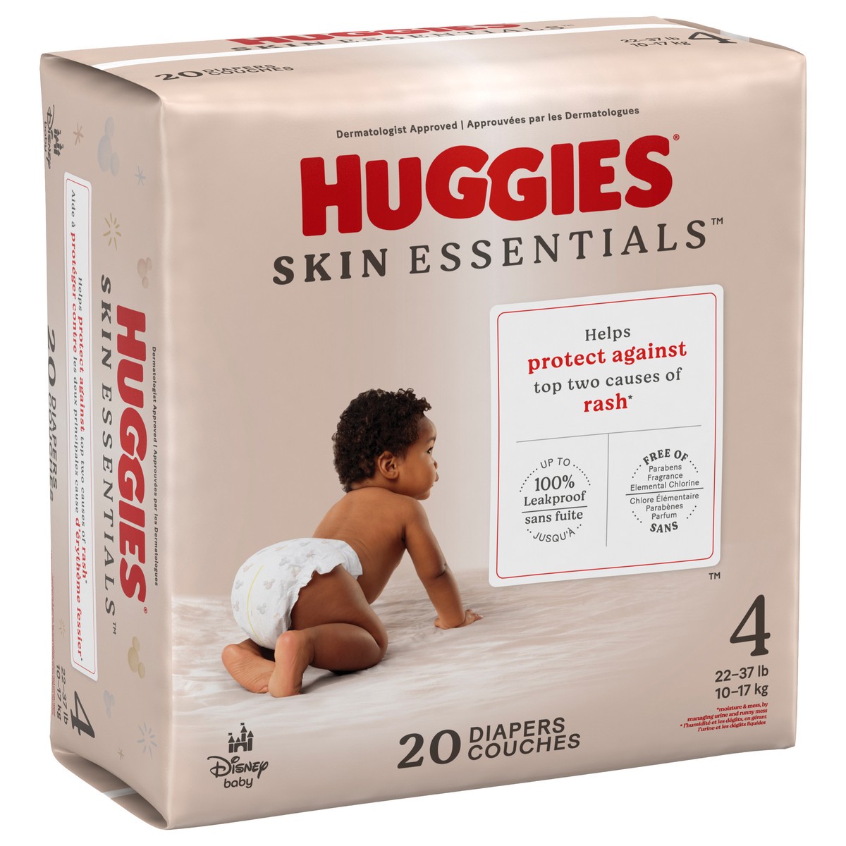 slide 10 of 11, Huggies Skin Essentials Baby Diapers, Size 4 (22-37 lbs), 20 Ct, 20 ct