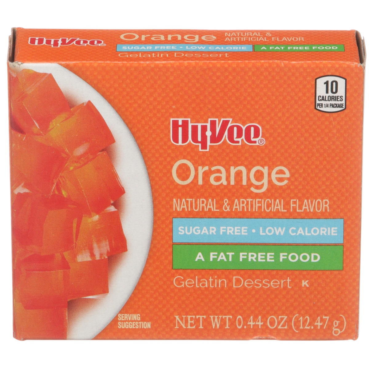 slide 1 of 1, Hy-vee Orange Sugar Free Gelatin Dessert, 0.44 oz