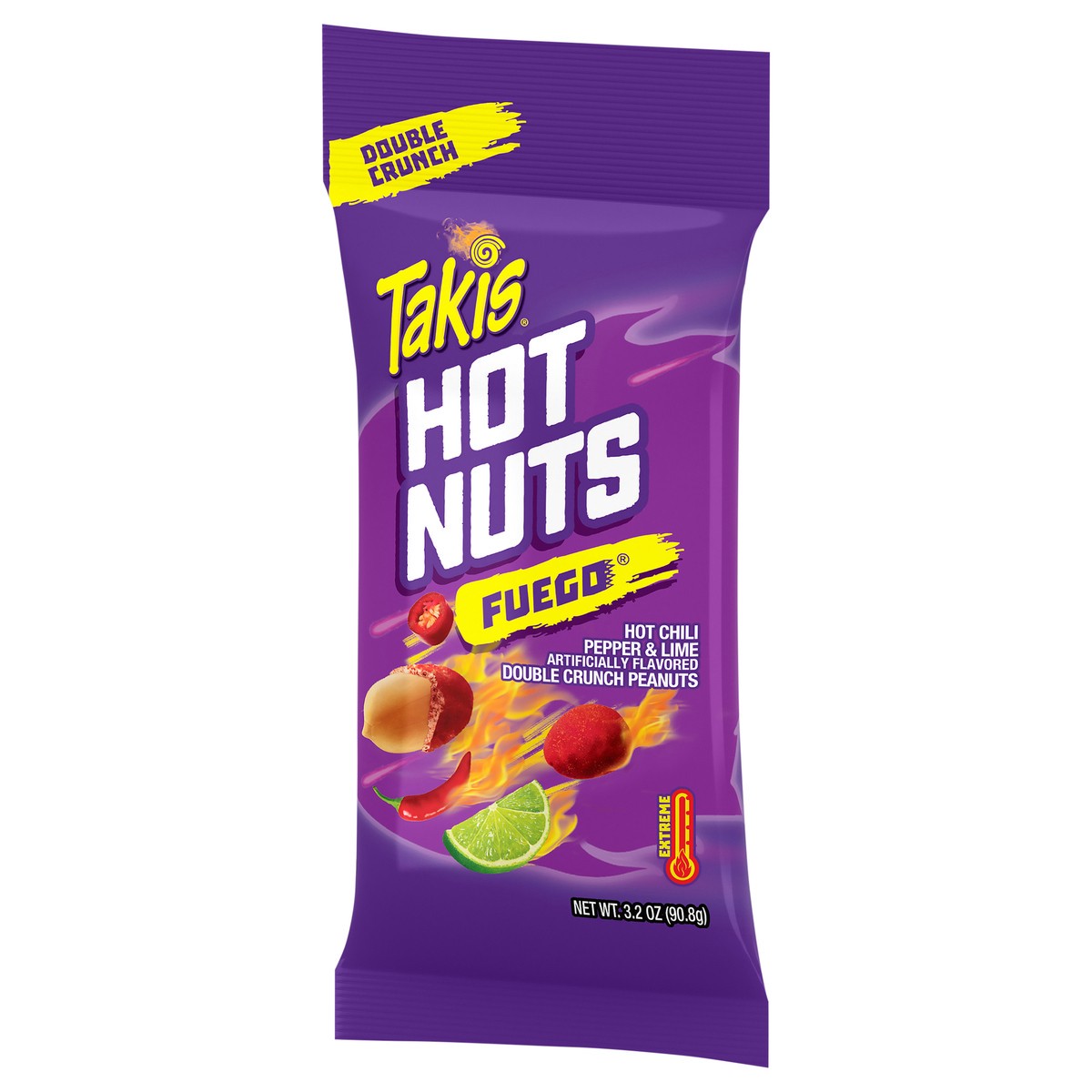 slide 6 of 9, Takis Fuego Hot Nuts 3.2 oz Snack Size Pouch, Hot Chili Pepper & Lime Flavored Extreme Spicy Double-Crunch Peanuts, 3.2 oz