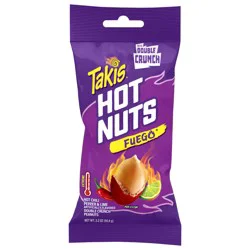 Takis Fuego Hot Nuts 3.2 oz Snack Size Pouch, Hot Chili Pepper & Lime Flavored Extreme Spicy Double-Crunch Peanuts