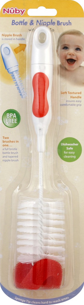 slide 2 of 2, Nuby Bottle & Nipple Brush Assorted Colors, 1 ct