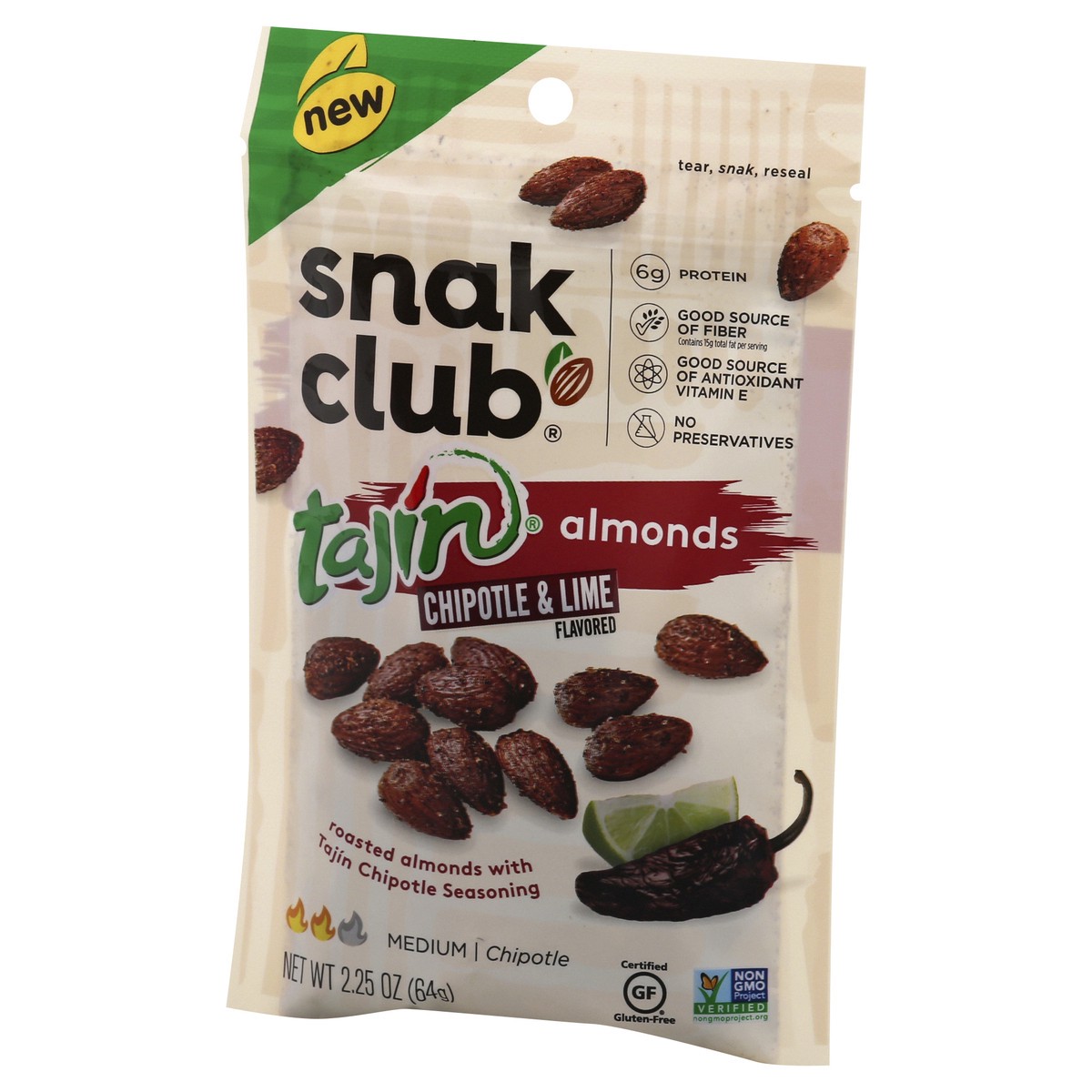 slide 4 of 12, Snak Club Medium Tajin Chipotle & Lime Almonds 2.25 oz, 2.25 oz