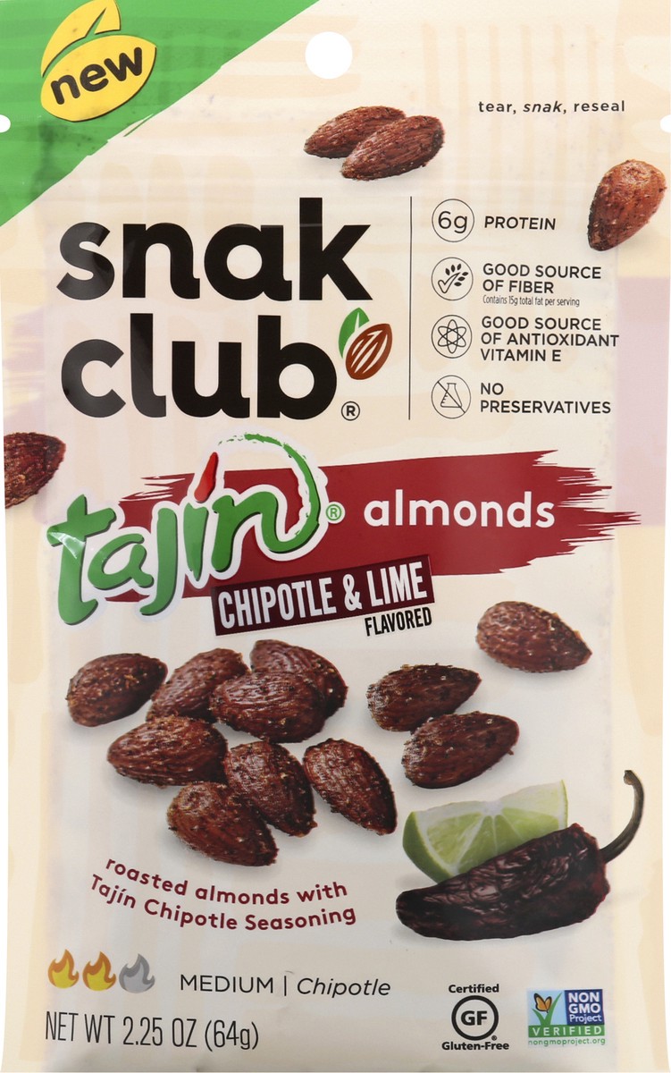slide 10 of 12, Snak Club Medium Tajin Chipotle & Lime Almonds 2.25 oz, 2.25 oz