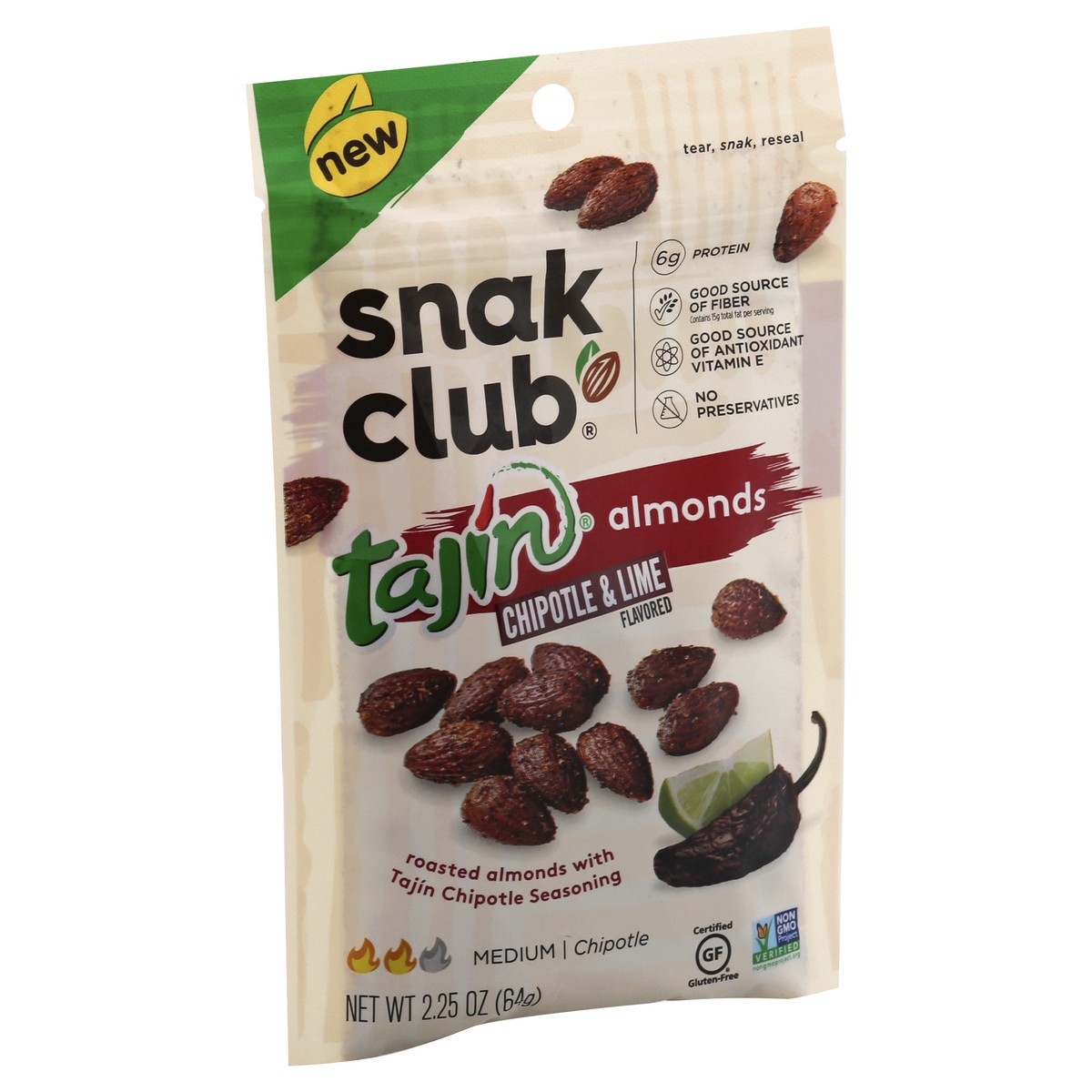 slide 11 of 12, Snak Club Medium Tajin Chipotle & Lime Almonds 2.25 oz, 2.25 oz